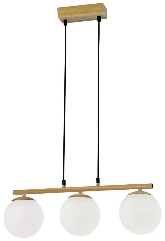 Fehér-natúr színű függőlámpa üveg búrával Carrine – Candellux Lighting