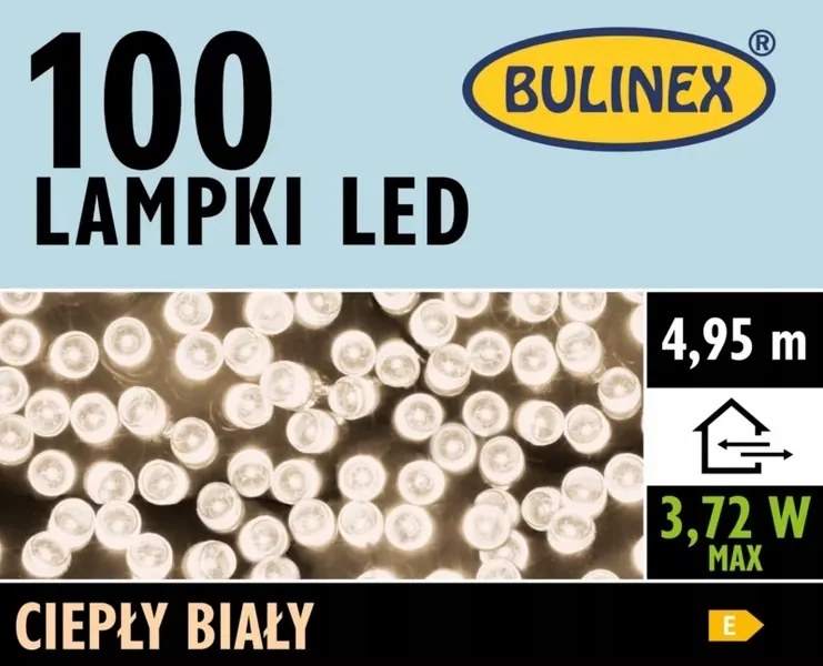 Karácsonyfa lámpák Bulinex 100 Led meleg fehér 4,95 3m IP44 tápegység