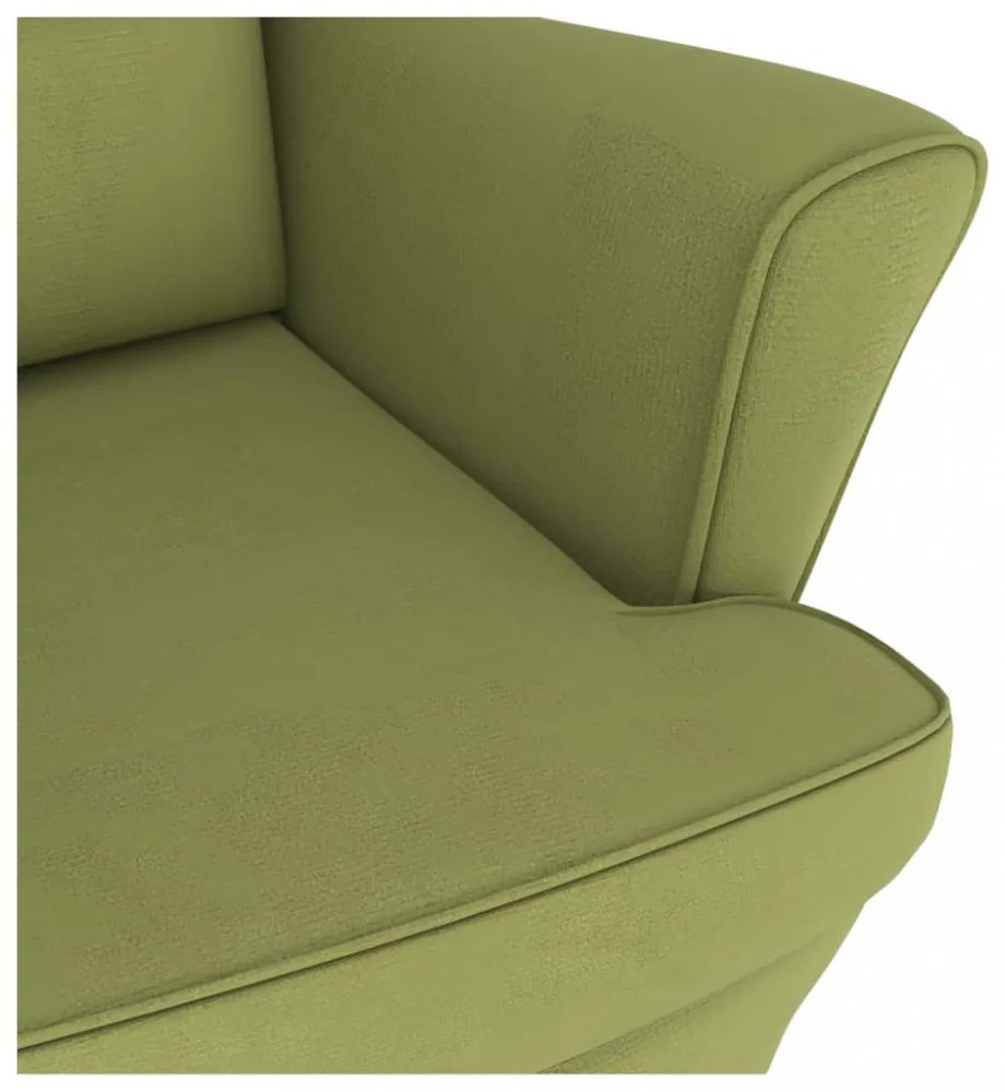 hintaszék, világoszöld bársony és tömörfa háttámlával