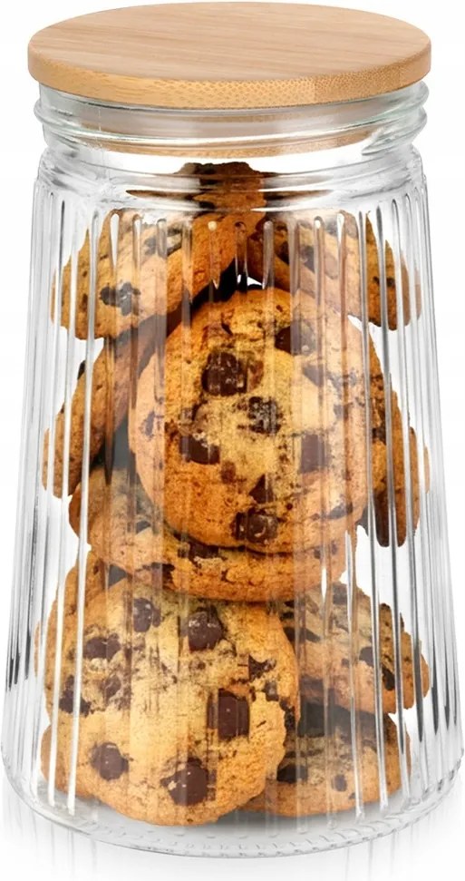 Bambusz üveg konyhai ételtároló doboz 1L-es légmentesen záródó