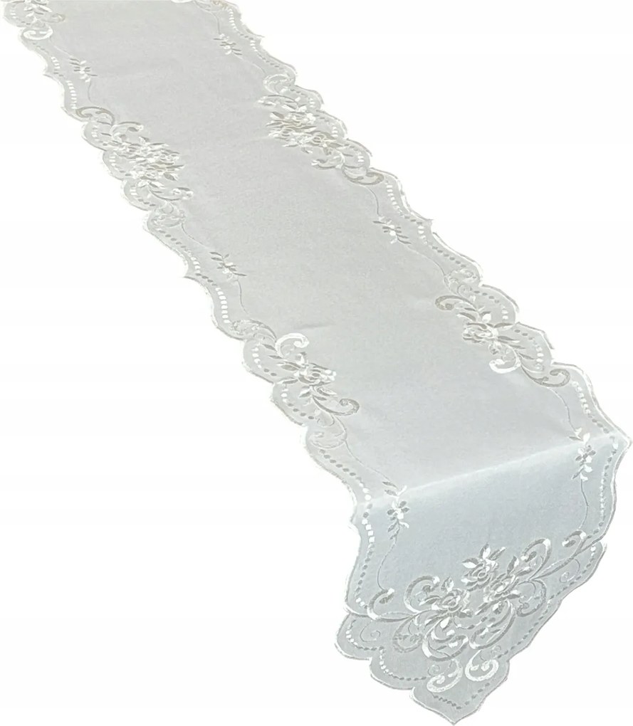 Hímzett Futófelület 25x160 Ovális Asztalra Virágok