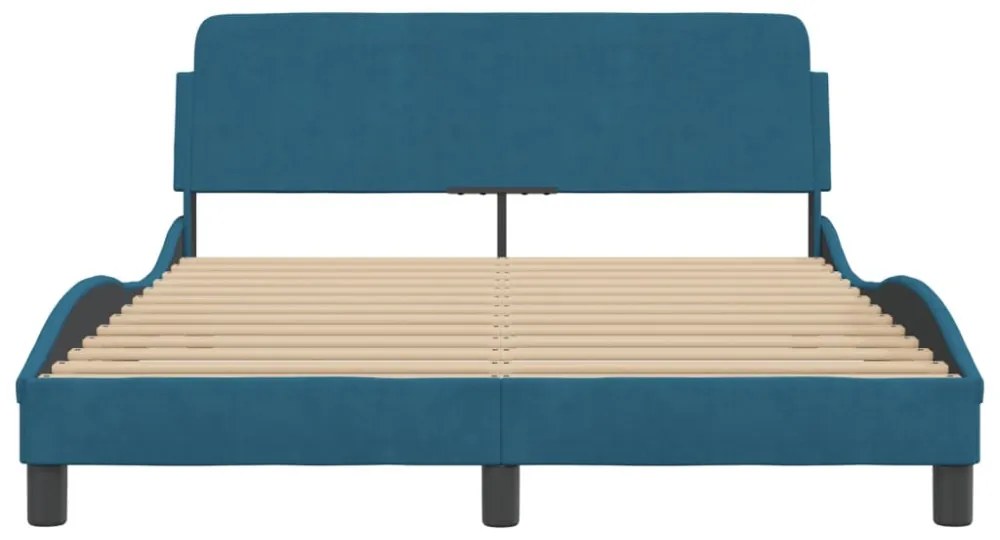 kék bársony ágykeret fejtámlával Dover 120 x 200 cm