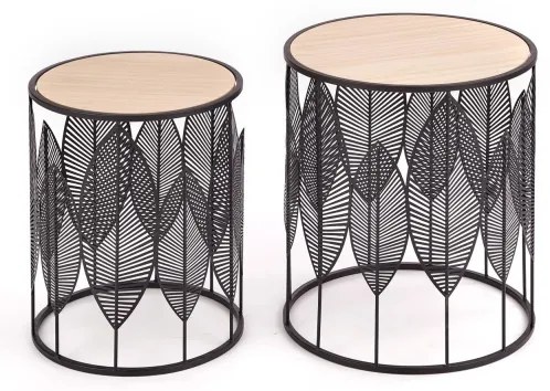 KÉSZLET 2x Kávésasztal FOLLA átm. 33/40 cm fekete