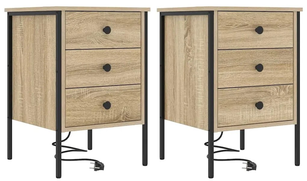Éjjeli Szekrények 2 pcs sonoma tölgy 42 x 41 x 61 cm Faanyag