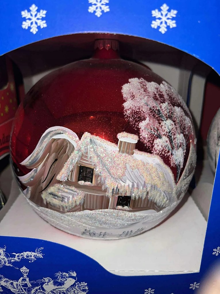 Exkluzív, kézzel készített karácsonyfadísz Téli tájkép