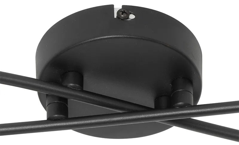 Modern mennyezeti lámpa fekete 4-es füstüveggel - Athén