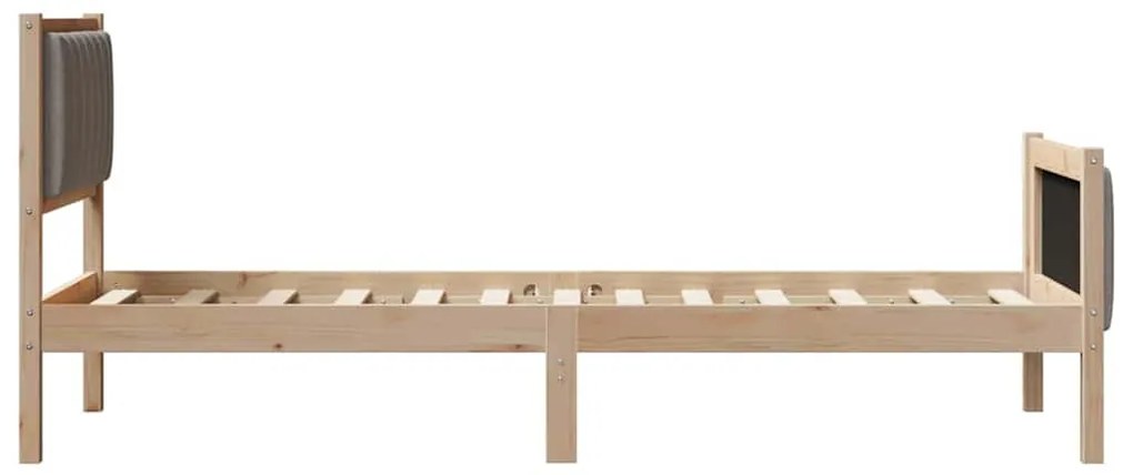 Ágykeret fejtámlával Barna és taupe 75 x 190 cm Tömör fenyőfa