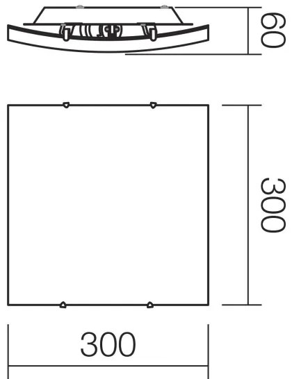 Redo 05-904 - Mennyezeti lámpatest ISIDE 1xE27/42W/230V 30x30 cm átlátszó