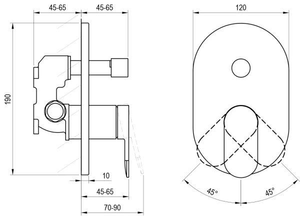 Ravak X070466 - Falba építhető zuhanycsaptelep CHROME fekete