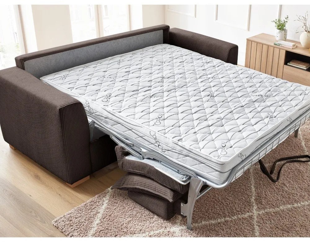 Barna kordbársony kinyitható kanapé 225 cm Augustin – Bobochic Paris