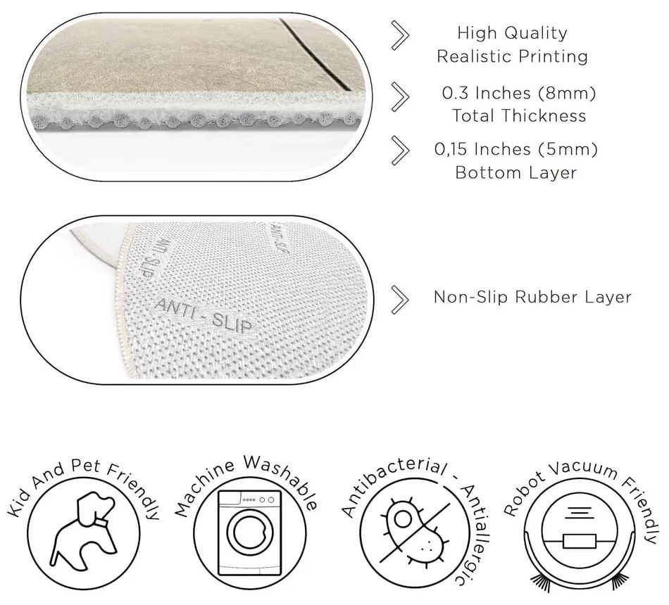 Bézs mosható kerek szőnyeg ø 80 cm Simple Lines – Mila Home