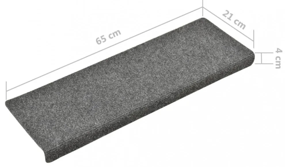 15 db világosszürke szövet lépcsőszőnyeg 65x21x4 cm