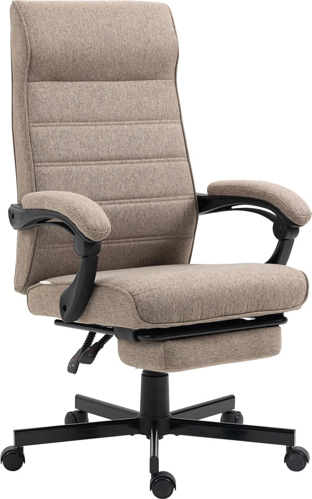 Vinsetto Dőlésszögű Irodai Szék Forgószék Állítható Magassággal, Kihúzható Lábpihentetővel és Karfával Irodai Szék, Teherbírás 120 kg, Barna | Aosom