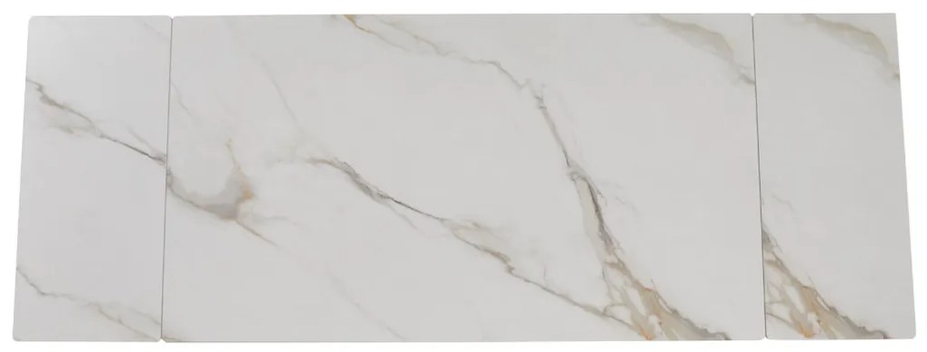 Fehér Márványhatású Bővíthető Kerámia Asztal Arany Lábbal. LUIGI 160-240 cm