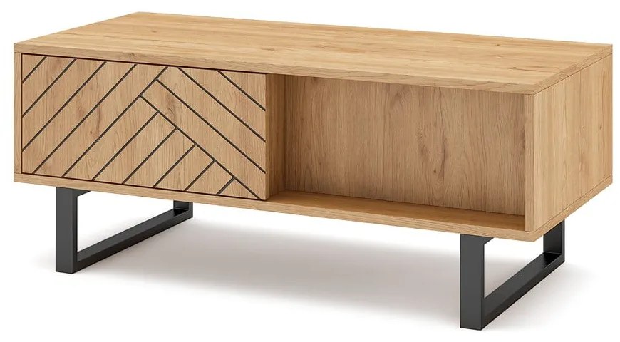 Natúr színű dohányzóasztal tölgyfa dekorral 55x110 cm Madona – Marckeric