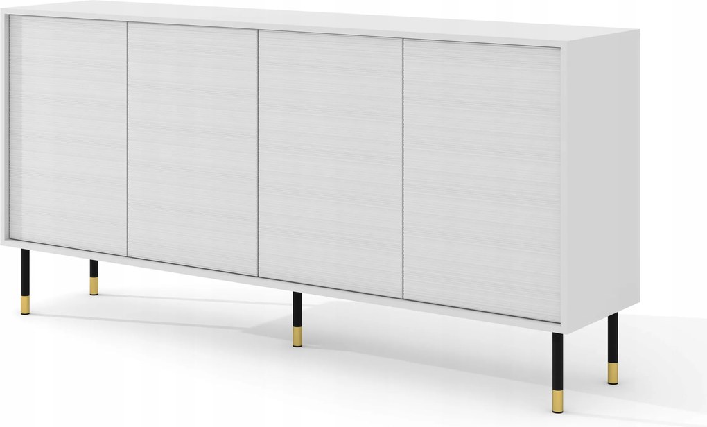 Komód Sherwood 180 cm 4D fehér matt mart frontok fém lábak