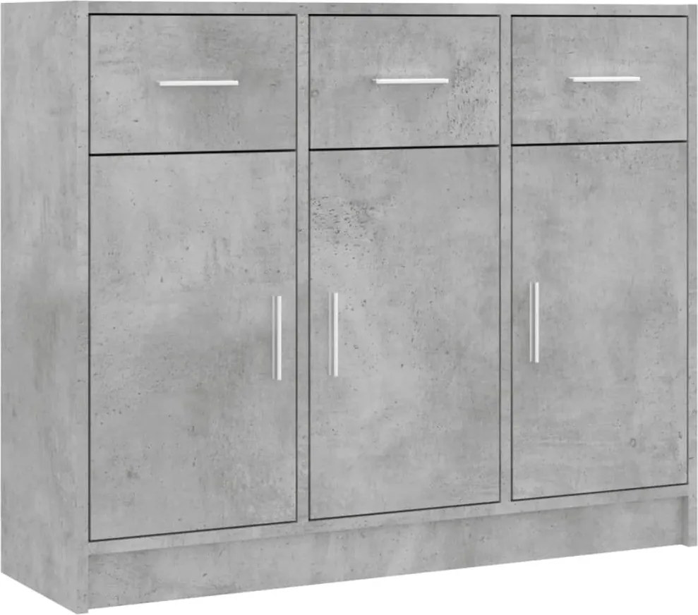 vidaXL betonszürke szerelt fa tálalószekrény 91x28x75 cm