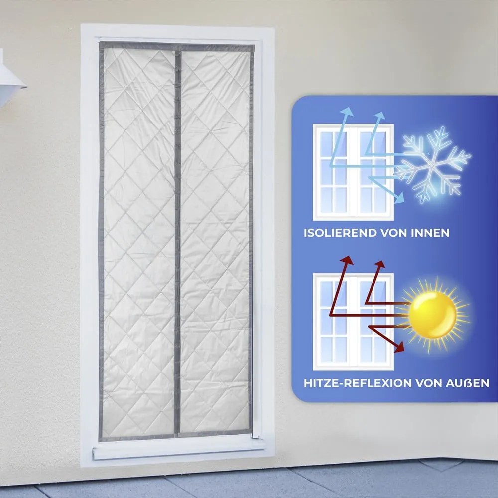 Szürke-ezüstszínű termo függöny ajtóra 90x200 cm – Maximex