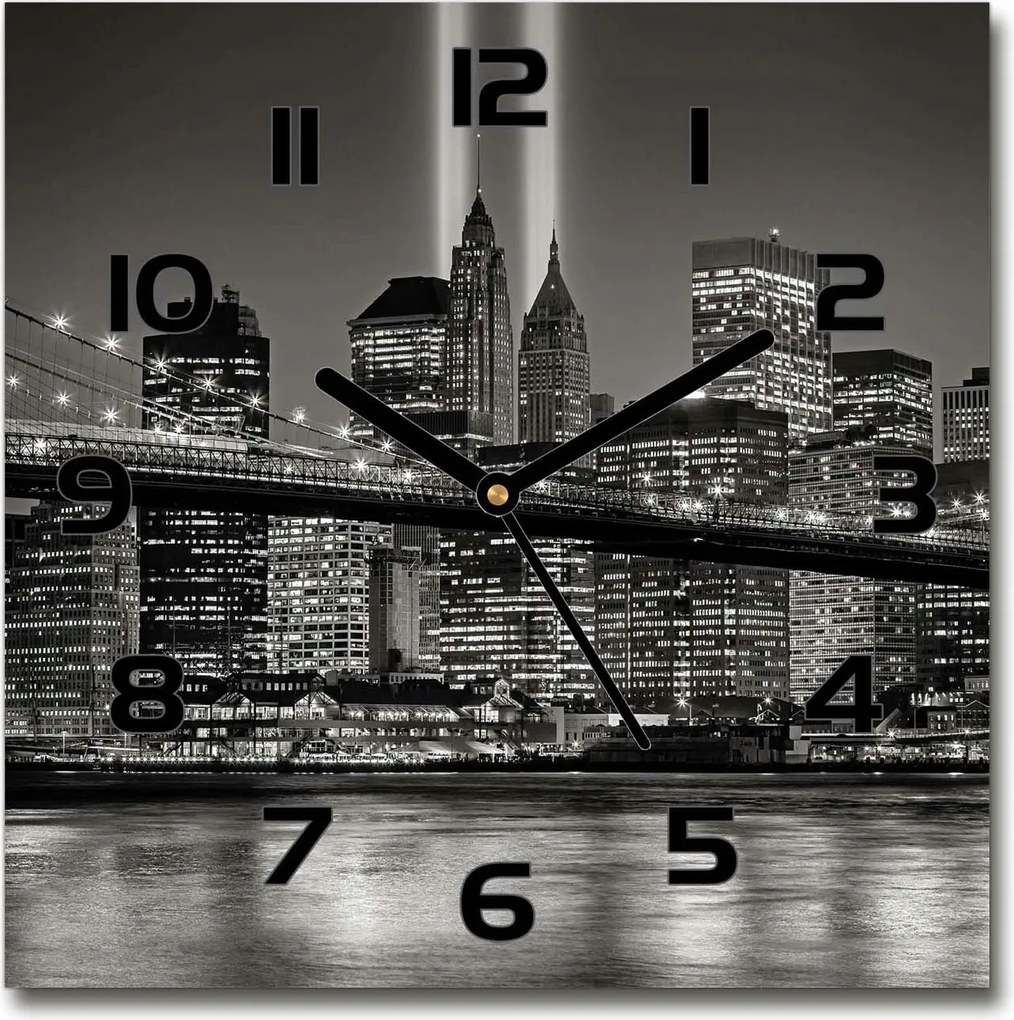 Manhattan New York szögletes üveg falióra 30x30
