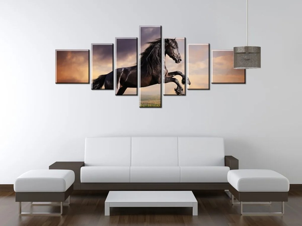 Gario Vászonkép Eros fekete ló - 7 részes Méret: 210 x 100 cm