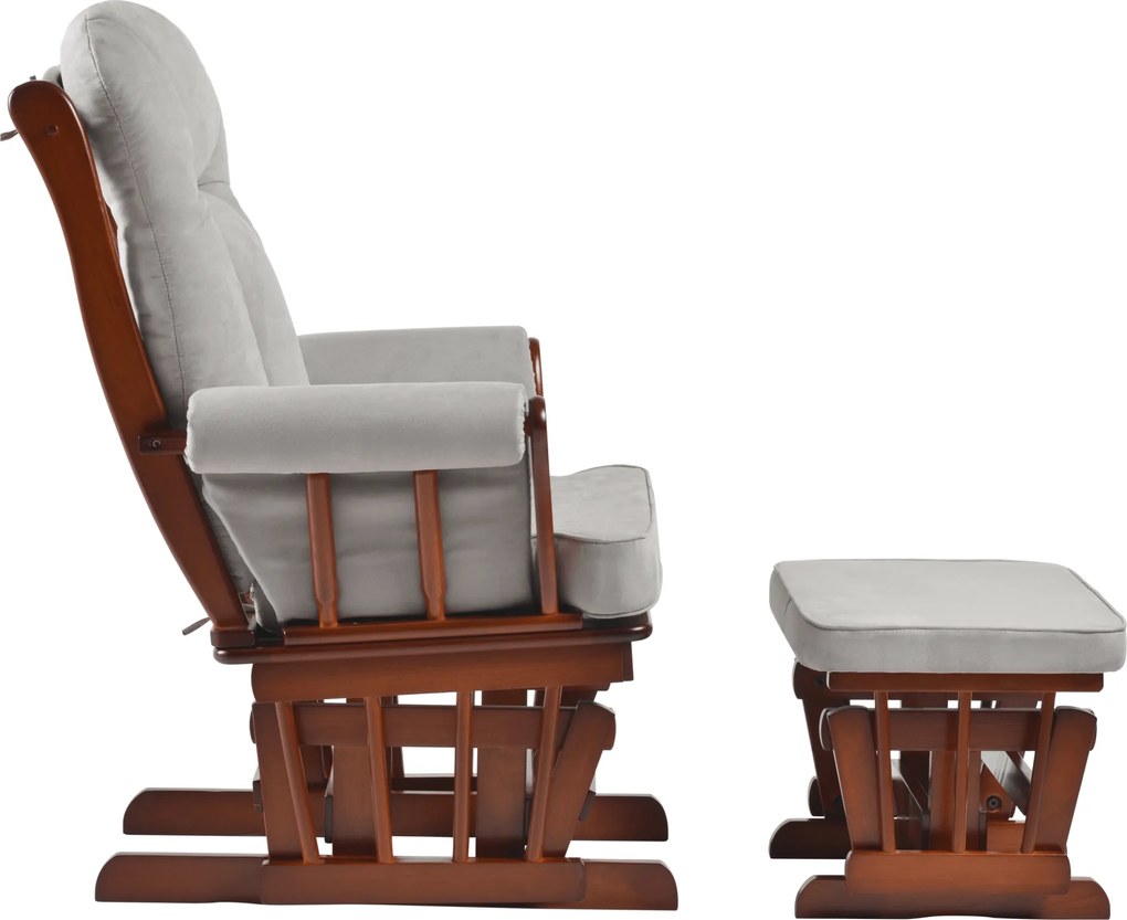 Hintaszék lábtartóval, dió/szürke, SAFORD