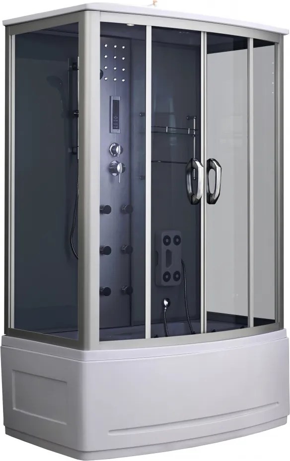 Emilia 85x135 cm hidromasszázs kádkabin elektronikával Black