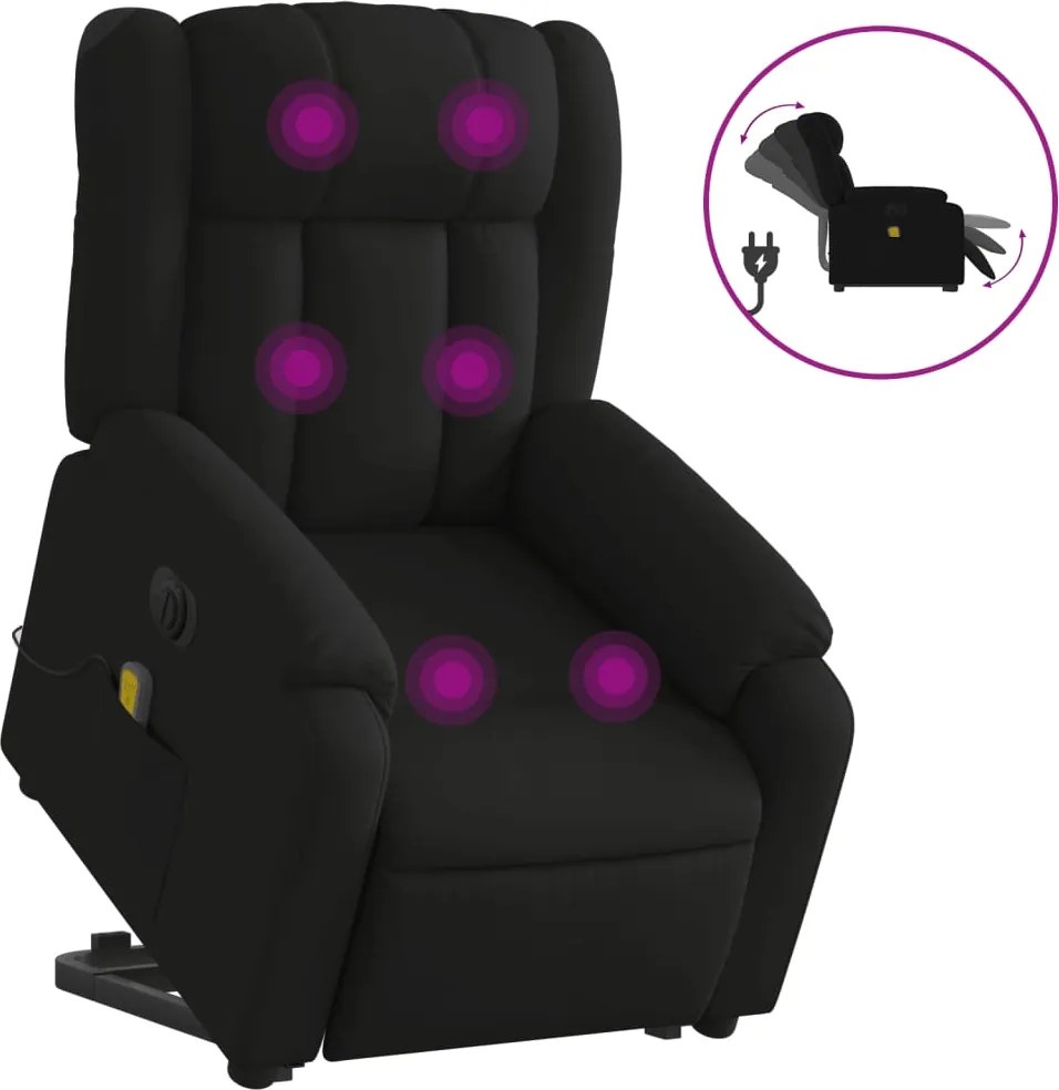 vidaXL fekete szövet dönthető elektromos álló masszázsfotel