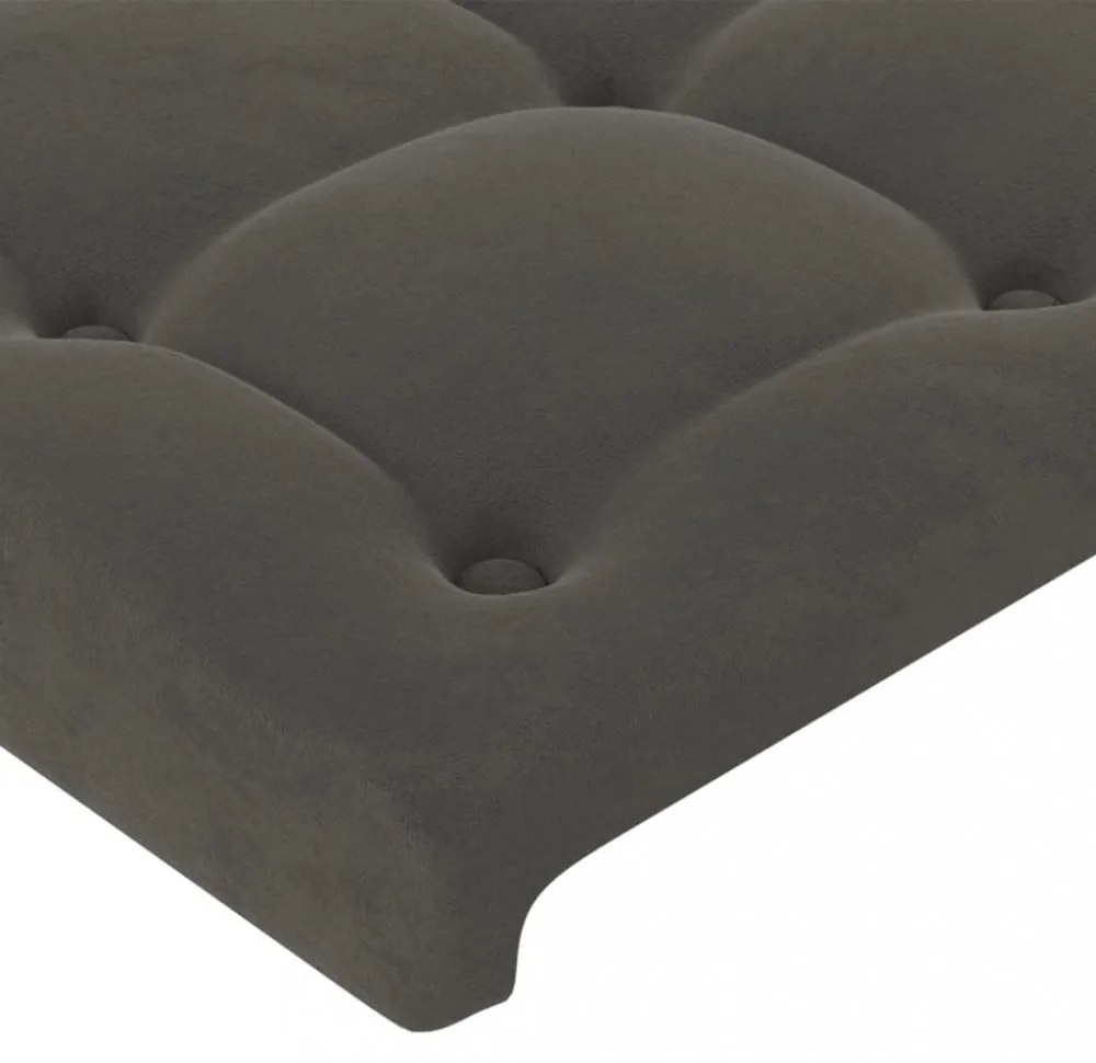 sötétszürke bársony LED-es fejtámla 90x5x78/88 cm
