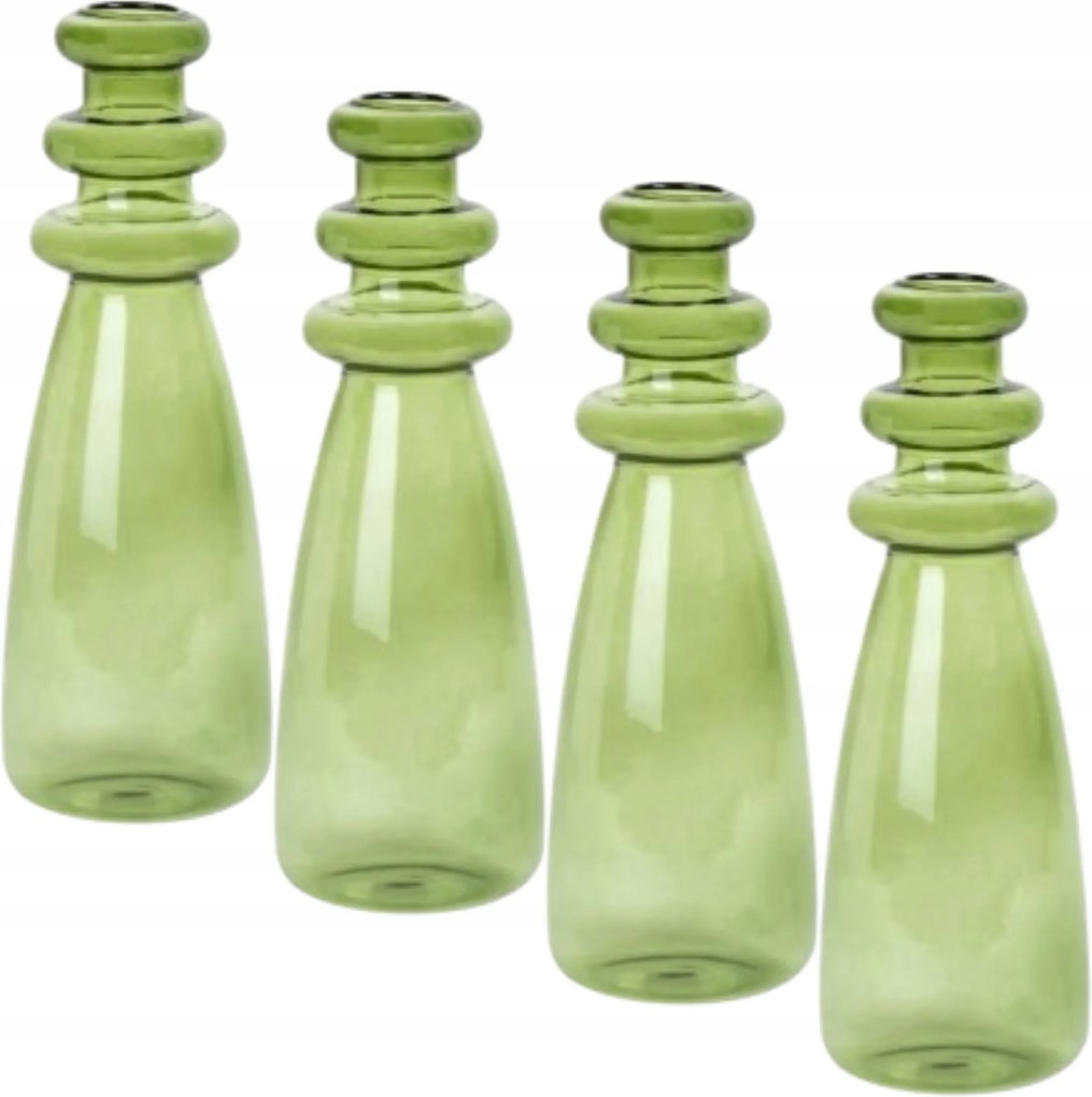 4x Üveg váza dekoratív karcsú virág kompozíció ovális 20cm