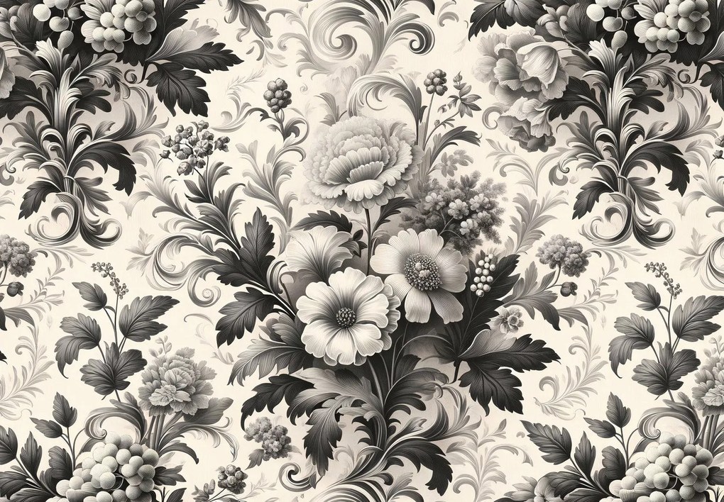 Fotótapéta - Fekete-fehér virágok (147x102 cm)