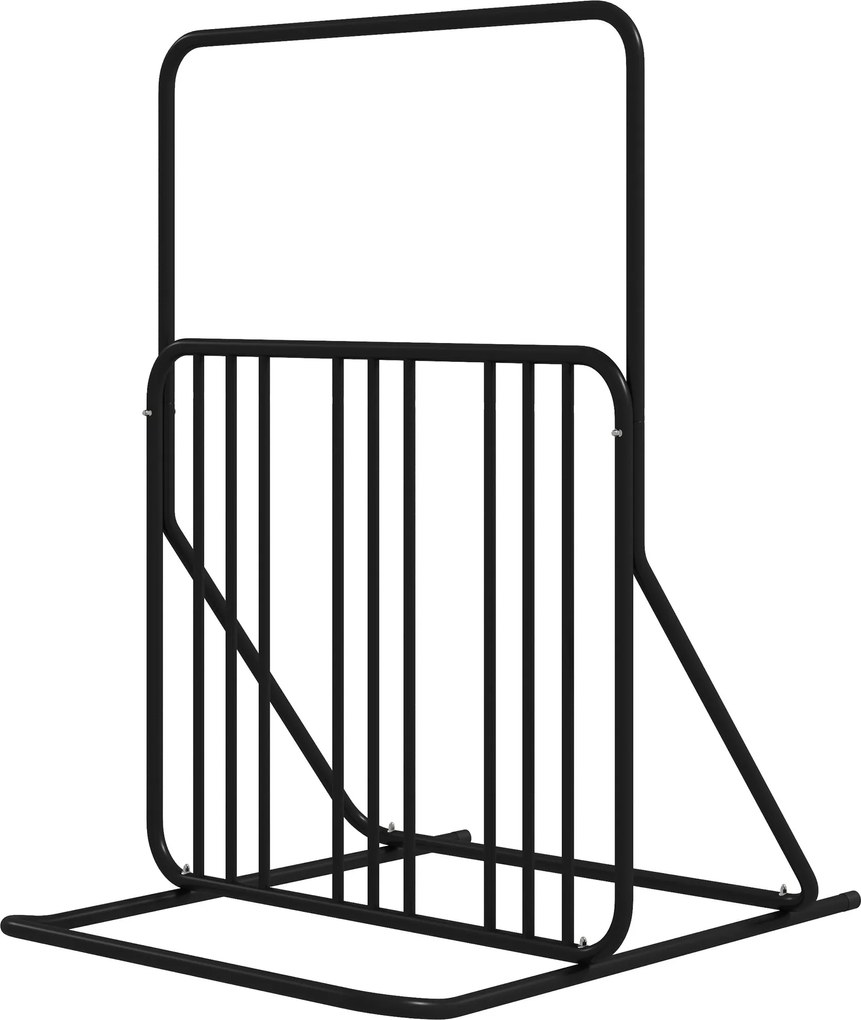 DURHAND Bicikliállvány Dupla Oldalú Fogantyús Több Bicikliállvány, Időjárásálló, 4 Biciklihez, Acél 102 x 92 x 130 cm, Fekete | Aosom