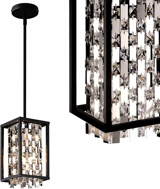 Függő Mennyezeti Lámpa Kristály Tükör Fekete