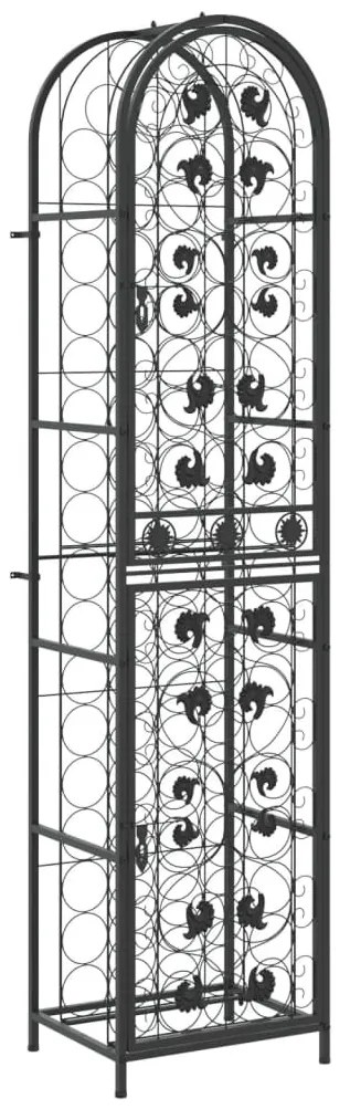 Fekete kovácsoltvas bortartó 73 palackhoz 45 x 36 x 200 cm0