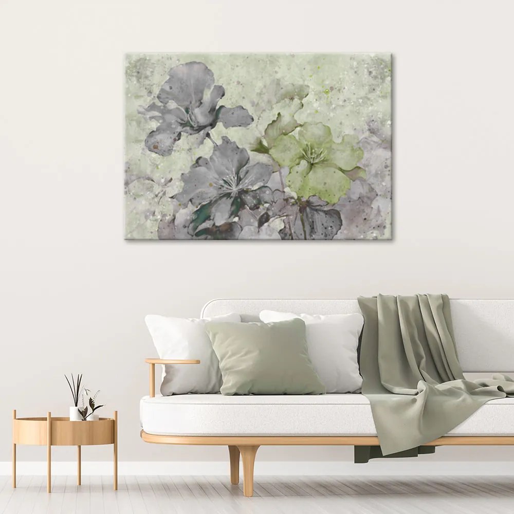 Gario Vászonkép Akvarell zöld virágokkal Méret: 120 x 80 cm