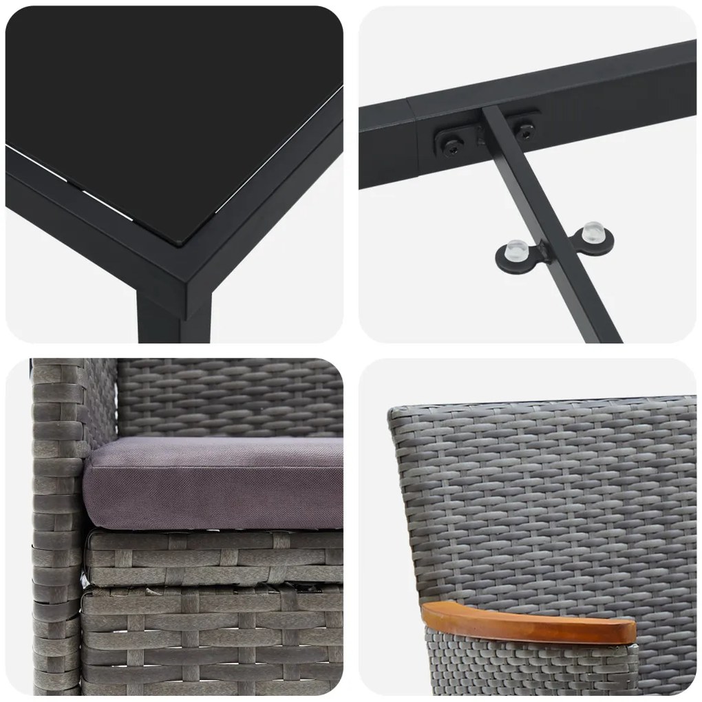 5 Darabos Kerti Étkező Szett - Szürke Poly Rattan