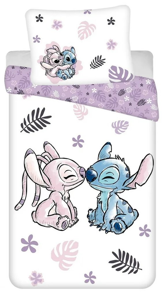 Jerry Fabrics Lilo és Stitch White pamut ágyneműhuzat, 140 x 200 cm, 70 x 90 cm