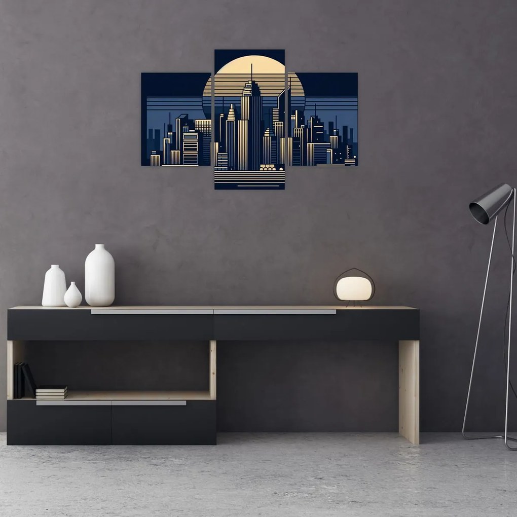Kép – Geometrikus város (90x60 cm)