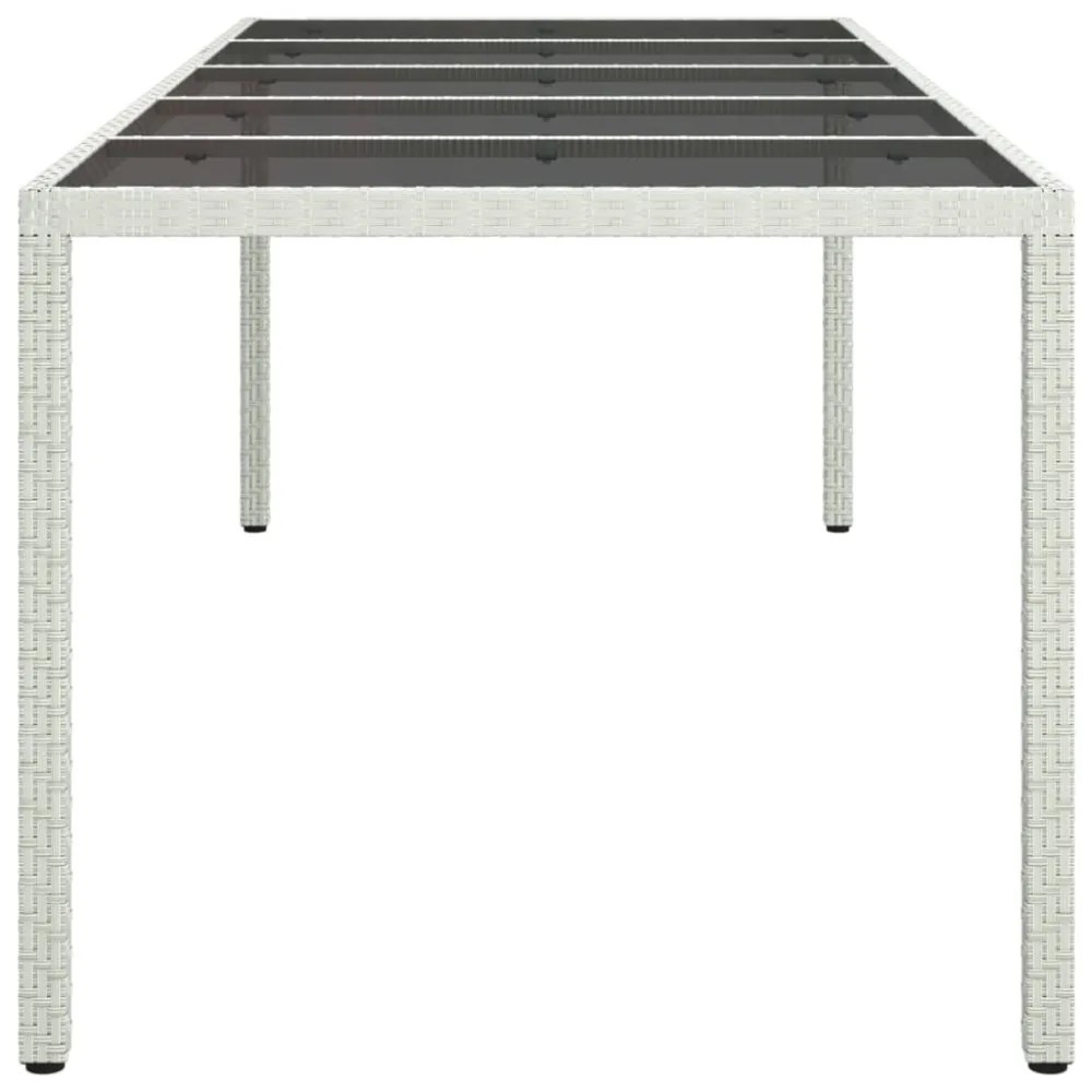 fehér polyrattan és edzett üveg kerti asztal 250 x 100 x 75 cm