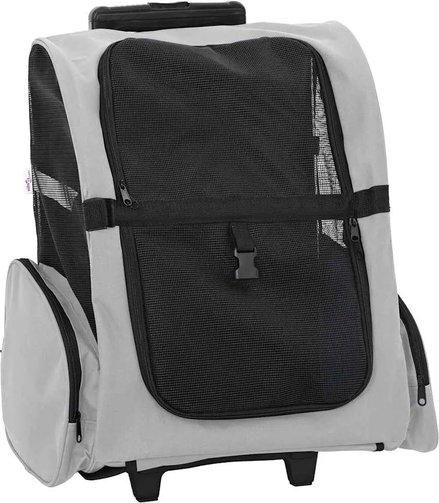 vidaXL 3 az 1-ben szürke oxford szövet kisállatszállító kocsi 48 x 32 x (57-106) cm