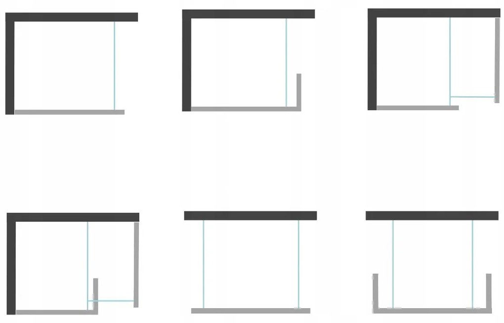 Mexen Kioto zuhanyparaván WALK-IN 8mm, 140x200 cm, szürke üveg (grafit), 800-140-000-00-40