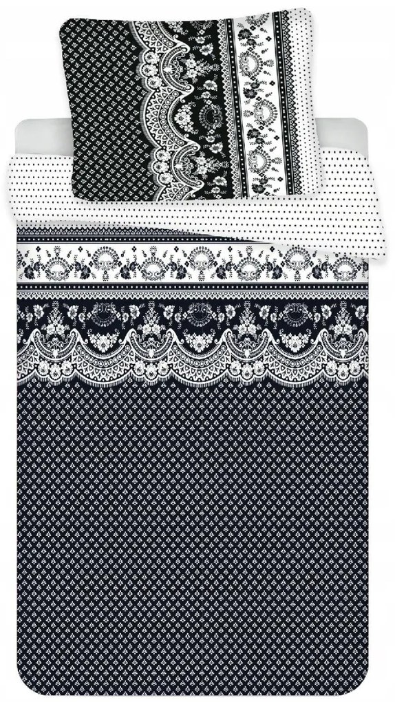 Polypamut ágyneműhuzat CANZONE BLACK, fekete Ágyneműhuzat mérete: 2 db 70 x 90 cm | 200 x 220 cm