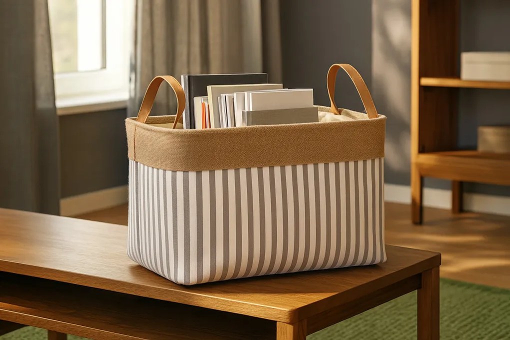 Csíkos tároló doboz 30 x 40 x 24 cm - l méret