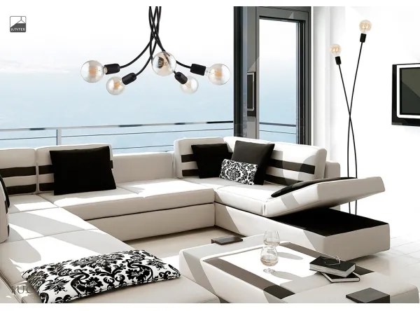 Jupiter 1640 - Csillár rúdon LUCE 5xE27/60W/230V fekete