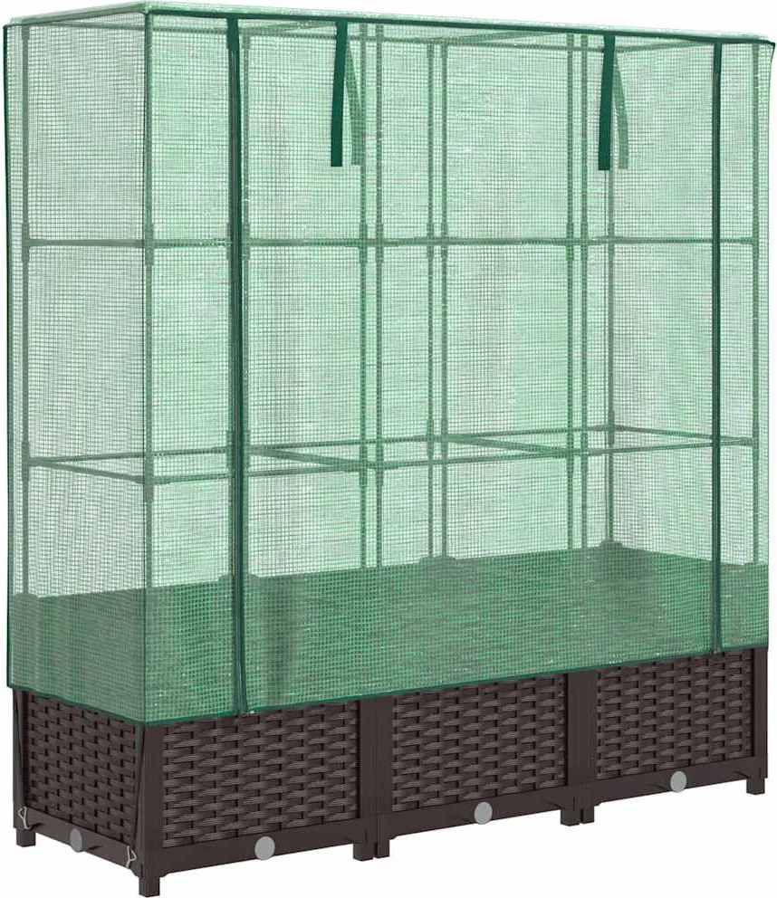 vidaXL rattan megjelenésű magaságyás melegháztakaróval 120x40x138 cm