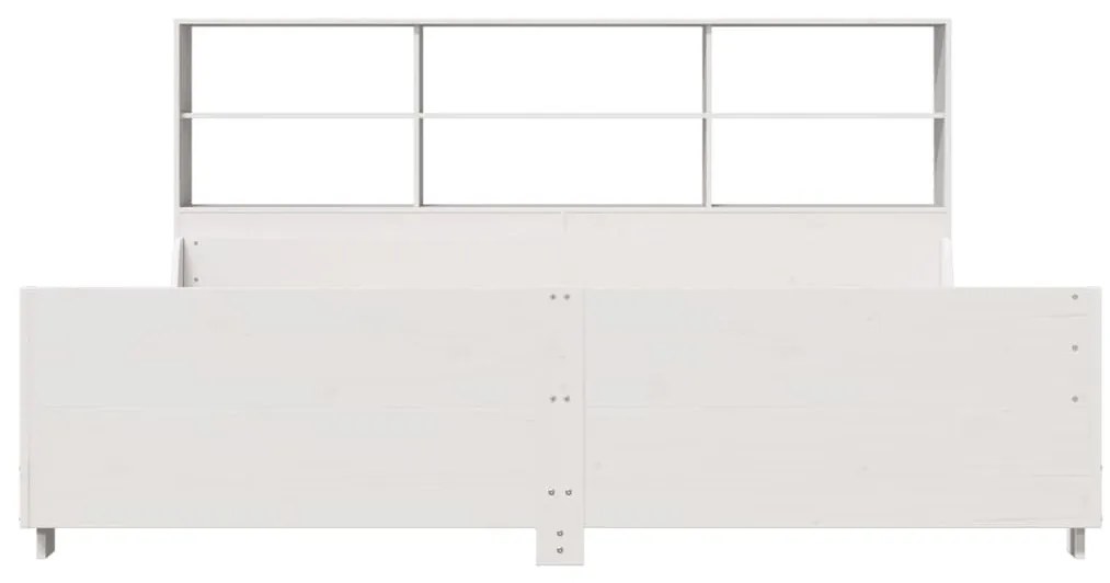 fehér tömör fa könyvespolcos ágy matrac nélkül 180 x 200 cm