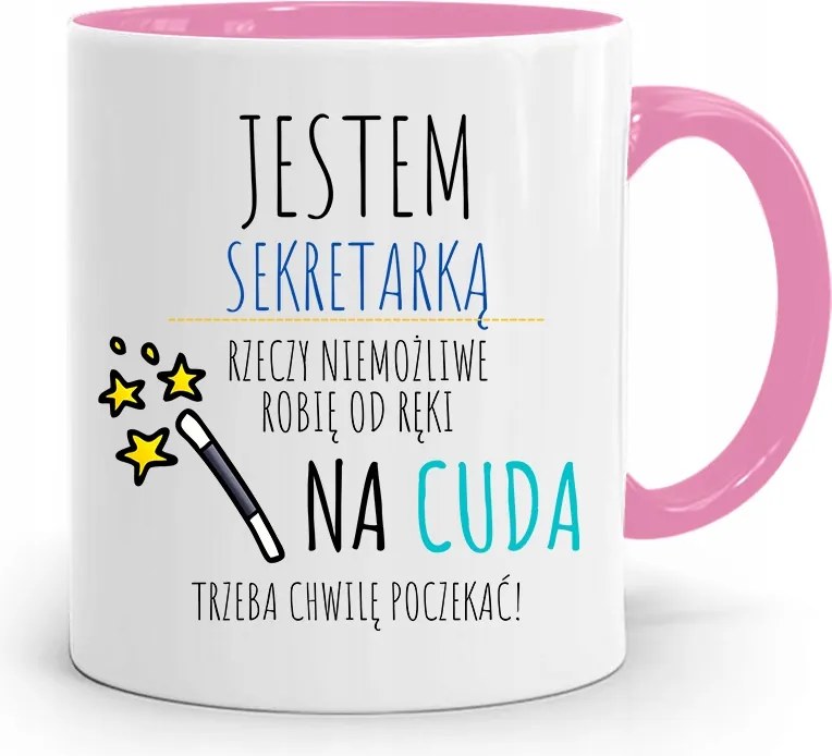 Rózsaszín Bögre Ajándék Titkárnőnek Vagyok nyomott mintával