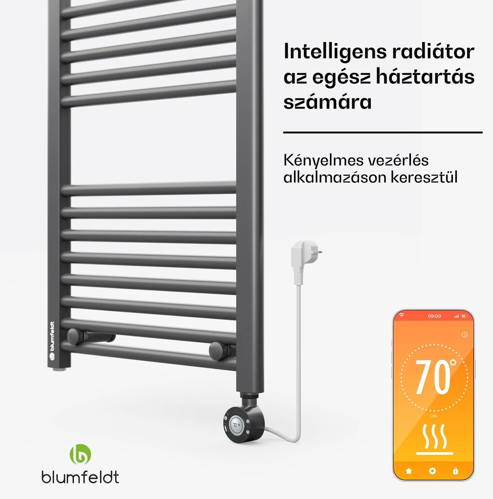Blumfeldt Harrison Smart, elektromos radiátor, 50 x 100 cm, 400 W, alkalmazás, 3 db törölközőmelegítővel