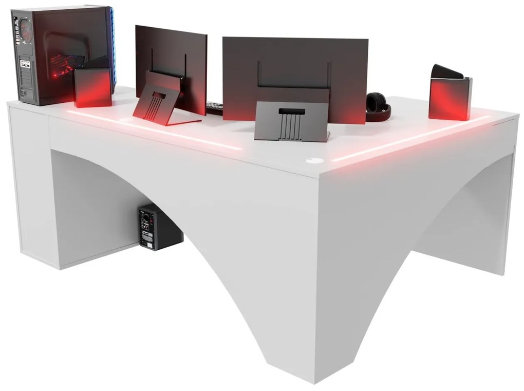 Sarok PC asztal Carbon (fehér) (B) (RGB LED világítással). 1054961