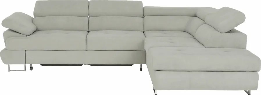 Ülőgarnitúra tárolóhellyel, világosszürke, szövet, jobbos, BUTON R