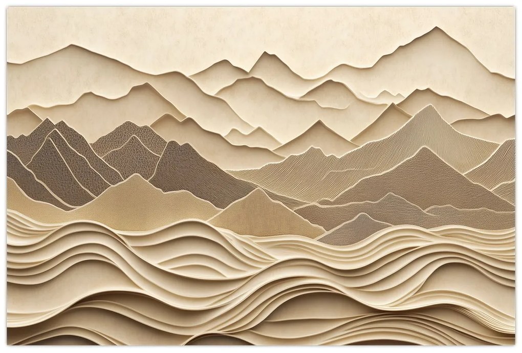 Kép - 3D hegyvonalak (90x60 cm)